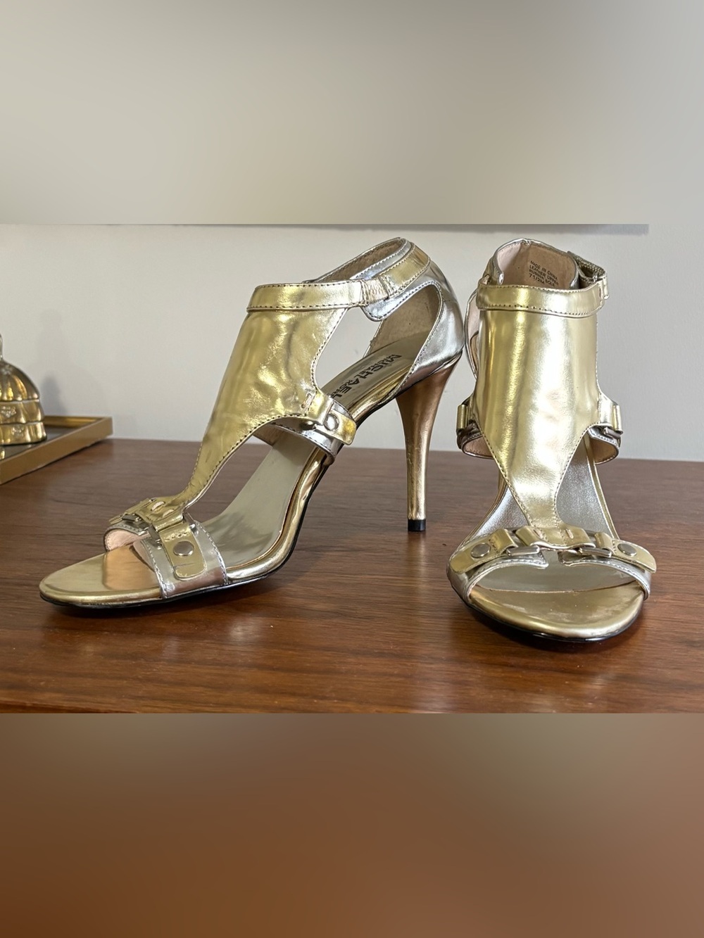 Metallic Gold High Heel Sandals - Unbranded